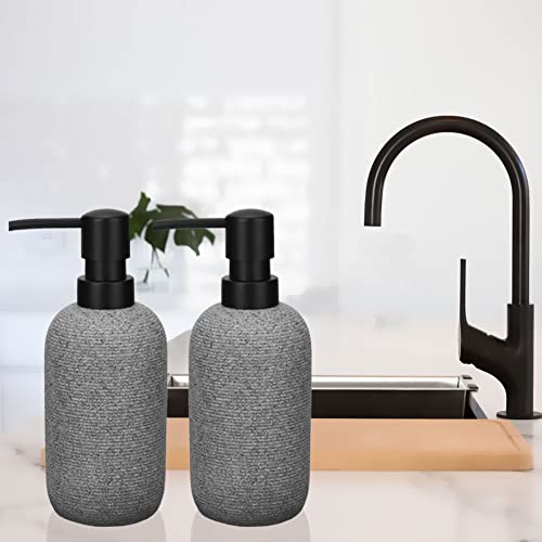 Resin Soap Dispenser Set, 2 Pcs Heavy & Sturdy Matte Grey Lotion Dispensers Soap Dispensers For Kitchen, Hand Soap Dispensers For Bathroom Countertop #TOP4
