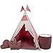 Produktbild Golden Kids Wunderschönes Kinder Teepee Tipi Set Himbeere Velvet für Kinder Indianerzelt Spielzelt Premium ÖKO-TEX