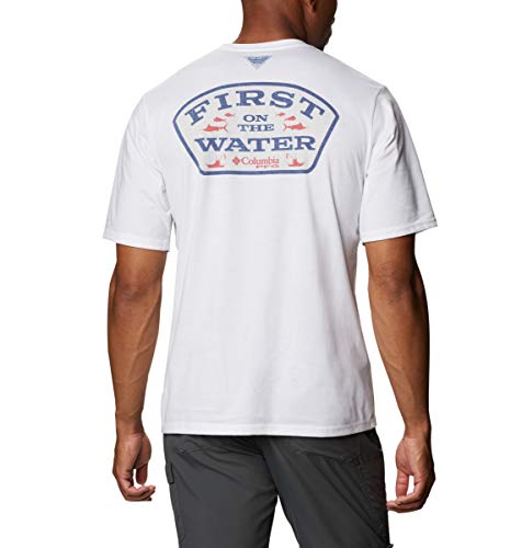 Columbia Manga curta masculina PFG First Water Graphic, branco/Offshore, grande
