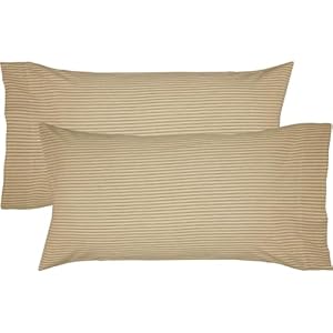 Vhcbrandsfarmhousekhakitanstripedcottonprairiewindsbeddingtickingstripekingpillowcasesetof2 Urban Country Home Decor Vhc brands farmhouse khaki tan striped cotton prairie winds bedding ticking stripe king pillow case set of 2 urban country home decor