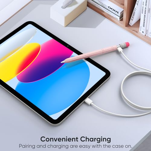 Image of Fintie Silicone Sleeve for Apple Pencil (USB-C), Light Pen Skin Case Cover Soft Protective Anti-Slip Pencil Grip Holder, Supports Magnetic Attachment, Pink