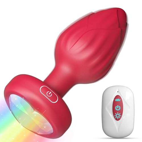 Anal Plug Vibrator Couples Sex Toys for Women Light Up Vibrating Butt Plug with 10 Vibrations Adult Toys Women Rose Sex Toys Anal Vibrators