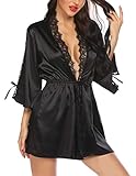 Avidlove Silk Robes for Women Sexy Kimono Bathrobe Nightwear Nightgown Sleepwear Lace Satin Short...