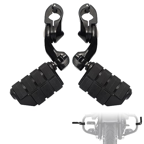 FOVPLUE 1.25 Highway Footpegs Short Angled Adjustable Highway Pegs w/Mounts for Harley Touring Street Glide Electra Glide Road King Softail CVO Dyna Trike VRSC Sportster w/1-1/4 Engine Guard Black#2
