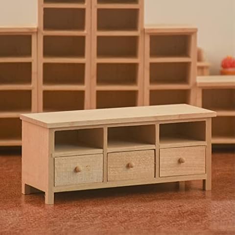 Auleset 1 12 Scale Dollhouse Furniture, Mini TV Cabinet Smooth Surface Imagination Cultivation Lightweight Mini Doll House Cabinet for 1/12 Dollhouse - Burlywood Cover