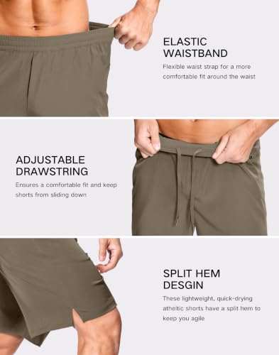 Image of GGJ Men's Lightweight Athletic Shorts with 2 Zipper Pockets 7 inch /9 inch /5 inch Gym Workout Running Quick Dry Tennis Shorts for Men