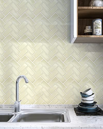 Art3D Herringbone Peel And Stick Backsplash Tiles (10 Tiles, Thicker Version) #TOP3
