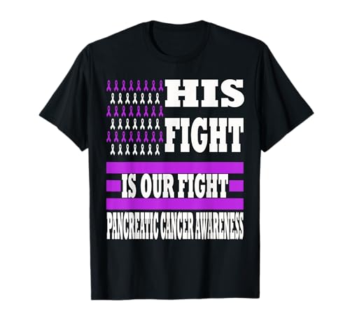 Pancreas Cancer Purple Ribbon American Flag Adenocarcinoma T-Shirt