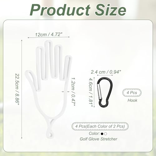 Soporte de guantes de golf PATIKIL extensor de plástico negro y blanco pack de 4 piezas con ganchos 2