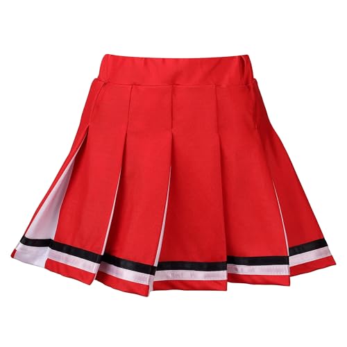 yolsun Cheerleader Costume for Girls, Kids Cheerleading outfit, Child High School Cheer leader Dress up Halloween Party role play Uniform(Red,3-4 Years) - Thumbnail 4
