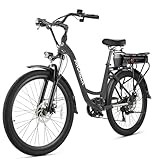 ANCHEER Electric Bike for Adults, 48V 500Wh EBike, UP to 60 Miles, Removable Battery, Fast-Charge, 26' Commuter Electric Bicycles, 7-Speed, LCD...