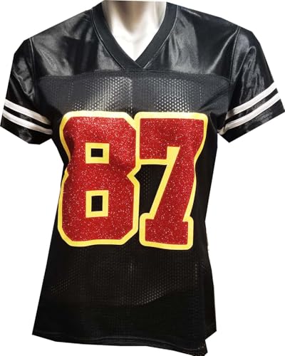 Custom Womens Blinged Football Black Mesh Travis Kelce Jersey Size Medium