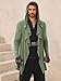 Runcati Mens Long Hooded Cardigan Ruffle Shawl Collar Open Front Long Sleeve Lightweight Drape Robe Army Green