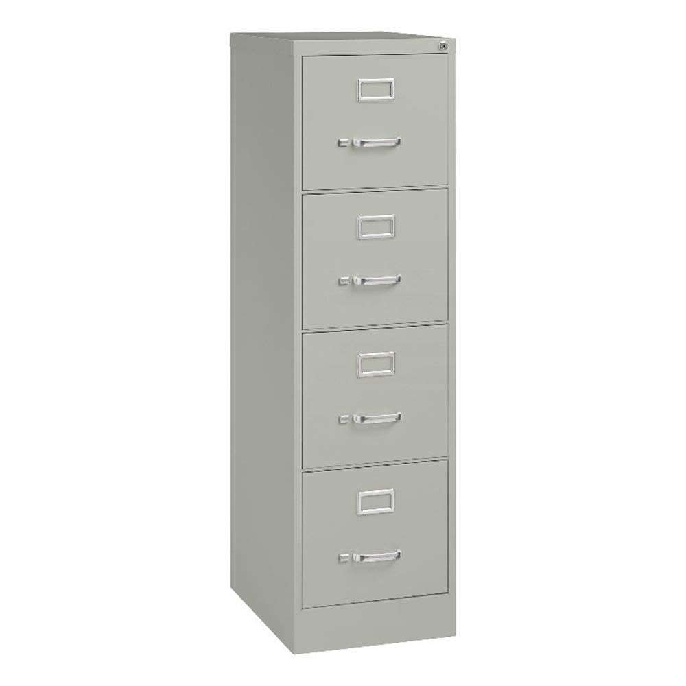 Pemberly Row 4-Drawer Vertical Filing Cabinet, 22 in Deep Metal Construction, Light Gray Finish, Commercial Grade with Lock, Ball-Bearing Suspension,