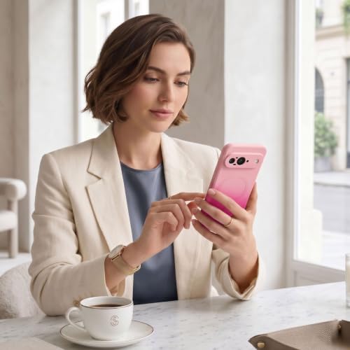 Image of amazon basics Gradient Mag-Safe Case for Google Pixel 9 | Soft Silicone Shockproof Cover with Camera Protection | Slim Lightweight Design | Smooth Touch & Durable - Light and Dark Pink