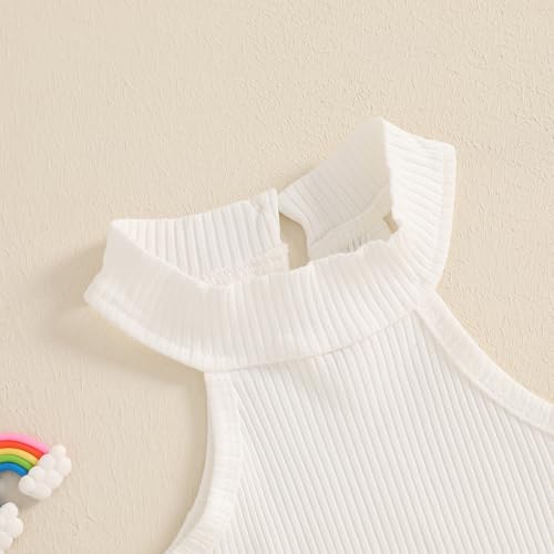 Toddler Girl's 2 Piece Outfits Sleeveless Halter Ribbed Tank Top Pu Leather Aline Skirt Shorts Set4