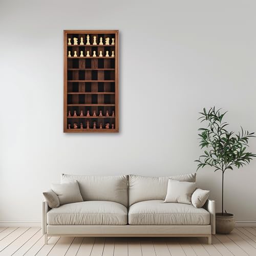 Tablero de ajedrez mural gigante con piezas de madera miniatura 4