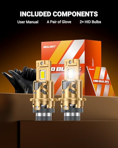 Image of SEALIGHT D4S Bulbs 6500K Cool White Brighter 1:1 Mini Size Plug and Play HID Fog Lights Replacement, IP68 Waterproof 0.01s Instant Start Pack of 2
