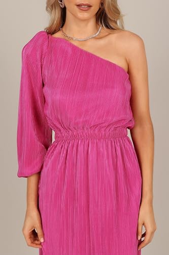 Image of Petal & Pup Women's Pontee One Shoulder Pleated Midi Dress