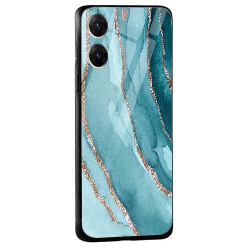 Image of COLORflow Back Cover Compatible with Vivo V29E 5G | Blue Marble Golden Stripes | Shockproof TPU Bumper Cover with Camera Protection Back Cover