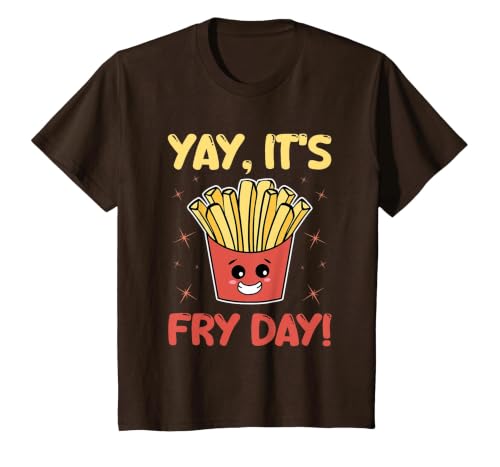 Funny French Fries Graphic Adults Kids - Yay It's Fry Day T-Shirt, Youth, Brown, 2T