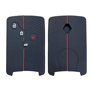 Happyit Honingraat Patroon Siliconen Autosleutel Cover Gevallen voor Renault Clio Scenic Megane Duster Sandero Captur Twingo koleos 4 Knoppen (Zwart+Rood)