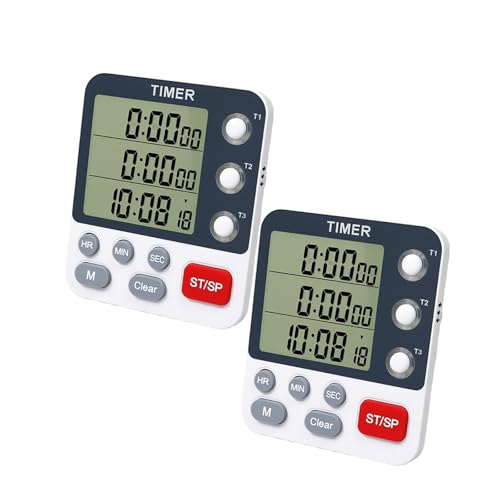 Temporizador de 3 canales fácil de usar con pantalla transparente, multifunción, dispositivo de sincronización de tres canales, fácil de operar para múltiples tareas, fitness, ejercicio, cronómetro