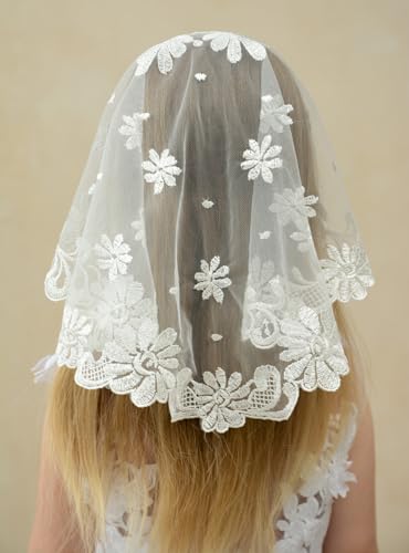 Girls Mantilla Veils Church Mass Veil First Communion Veils Lace Chapel Veil Mantilla Veils Latin Mass Church Veil4