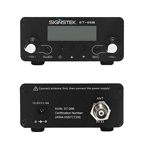 Signstek ST-05B FM Transmitter for Church, Dual Mode Long Range Stereo Broadcast with Antenna, Black