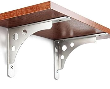 Sparik Enjoy 304 Stainless Steel Heavy Duty L? Decorative Shelf Bracket Corner Brace Support Fastener Wall Mounting Brackets for Liquor Shelf-2 Packs (12 Inch)