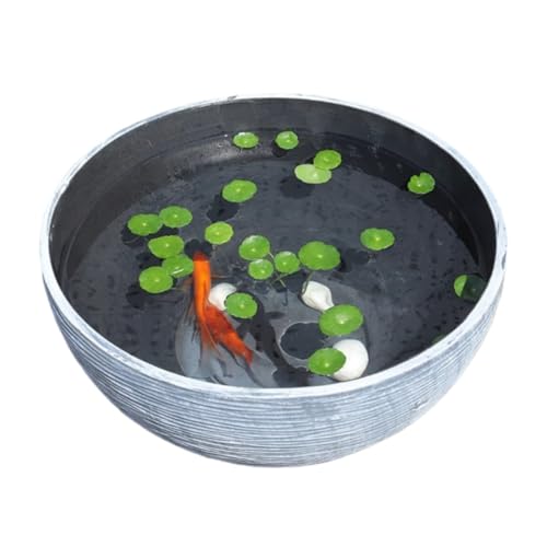 smdjszh 金魚鉢 大型 プラスチック 睡蓮鉢 メダカ 鉢 大きい 飼育水槽 軽量 頑丈 観葉植物 インテリア 亀 水生植物に 飾り 池 水草 金魚鉢 プラスチック 大型植木鉢 テーブル アクアリウム ボウル 水培 大容量 植物栽培 飼育鉢 (グレー,