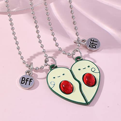 Cute Avocado Necklace Keychain Set Half Broken Heart Best Friend Matching Jewelry for best friends2