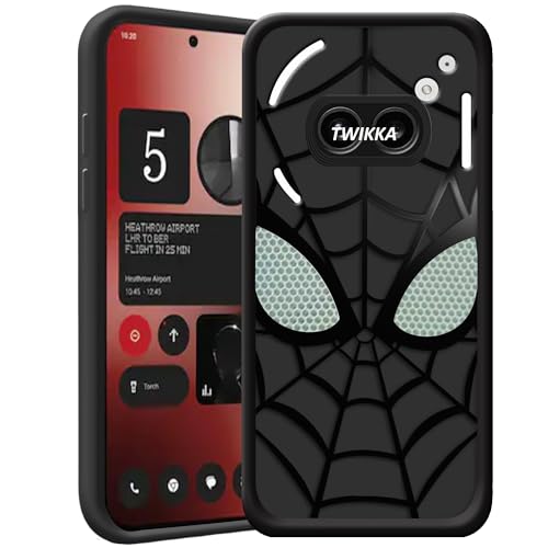 Image of Stylish Spider Back Case Cover Compatible for Nothing Phone 2A / Nothing Phone 2A Plus | Spidey Face Mask Case | Soft Silicone | Camera & Full Body Protection | Shock Proof | (Black)