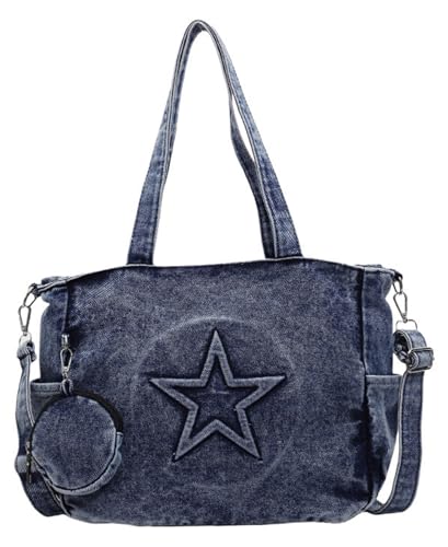 Soft Denim Handbag for Women Shoulder Bag Casual Hobo Tote Bags Retro Large Capacity Purses