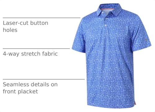 Image of Golf Shirts for Men Dry Fit Short Sleeve Print Performance Moisture Wicking Polo Shirt