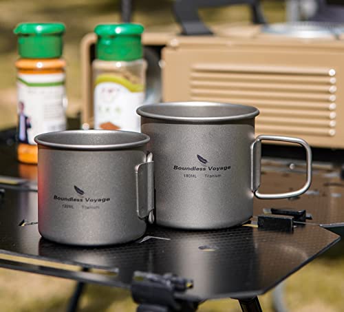 iBasingo 500ml Titanium Cup with Filter 120ml & 180ml Tea Coffee Mugs Set Lightweight Camping Drinkware Portable Metal Coffee Maker for Outdoor Traveling Picnic Hiking Backpacking Garden Ti3127D - Image 4