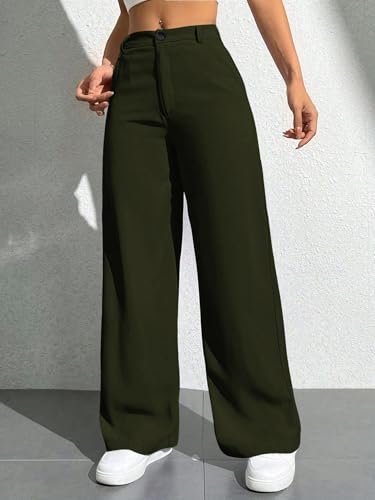 Image of Toochki Trousers for Woman Pants Women's Formal Office Korean | Beige Black Track Pant | Straight | Cotton Spandex Stretchable Trouser | High-Waisted Bottom Wear