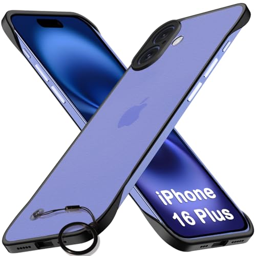 Image of TheGiftKart Hybrid Ultimate Slim Back Case Cover for iPhone 16 Plus | Lightweight Profile | Hard Back Cover for iPhone 16 Plus (PC & TPU, Frosted Matte Translucent, Black Sides)