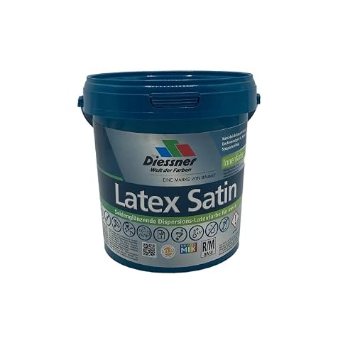 Diessner Latex Satin Dispersions-Latexfarbe Innenfarbe verschiedene Gebinde Wandfarbe (1 Liter)