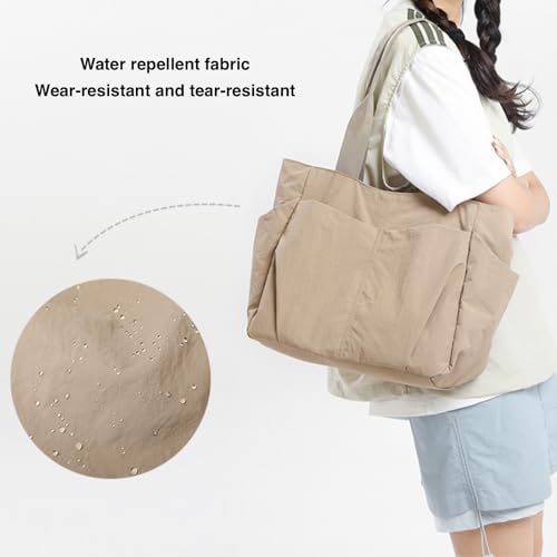 Bolso Tote de Nylon para Mujer con Cierre y Correa de Hombro miniatura 6