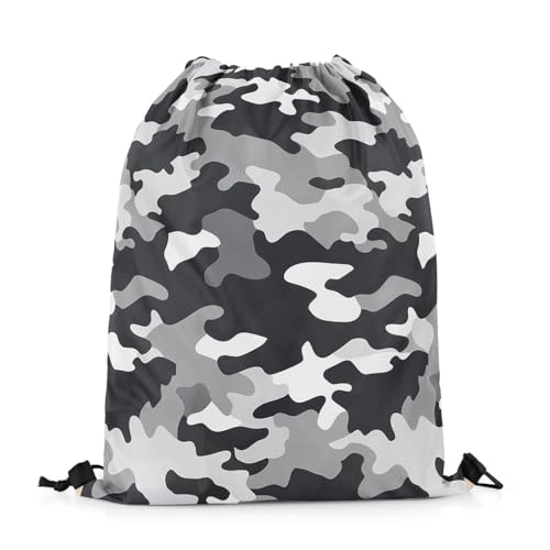Castle Fairy Mochila verde camuflada com cordão, Cinza e preto, 13'X16', Graffiti