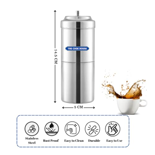 Image of The Cook House - Stainless Steel Filter Coffee Maker, South Indian Coffee Decoction Maker for Grounded Filer Coffee Powder (2-3 Cups)