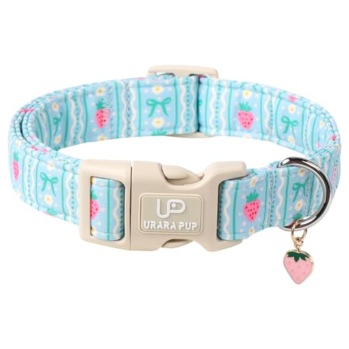 UP URARA PUP Dog Collar-Adorable Spring/Summer Puppy Collars-Adjustable Strawberry Pet Collar for Small