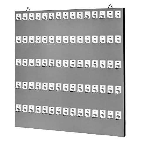 Key Rack, Key Stand # 75PGS with 75 Numbered Hooks for Rentals or Offices (75 Sets of Tag & Ring Included) -Made in USA Cover