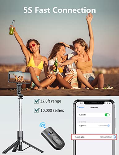 44.9 Inch Selfie Stick With Reinforced Tripod - 2 Fill Lights, Tupwoon Extendable & Portable Phone Tripod With Remote, Compatible With Iphone 14 Pro Max/13/12/11 Samsung Android #TOP4