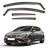 iSpeed Wind Deflectors For Seat Leon mk3 2012-2020 5 Door Hatchback 4pc Set - Keep Your Car Ventilated in Rain - Reduce Wind Turbulence - Tinted In-Channel Type