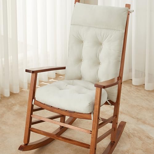WEOAVRY Rocking Chair Cushions Indoor & Outdoor, Patio Glider Rocking Chair Cushions Set with Ties, Use on Porch, Nursery & High-Back Wooden Rocker