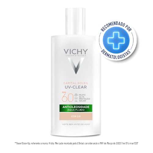Vichy, Capital Soleil UV-Clear, Protetor Solar Facial, Cor 2.0, FPS60, 40G