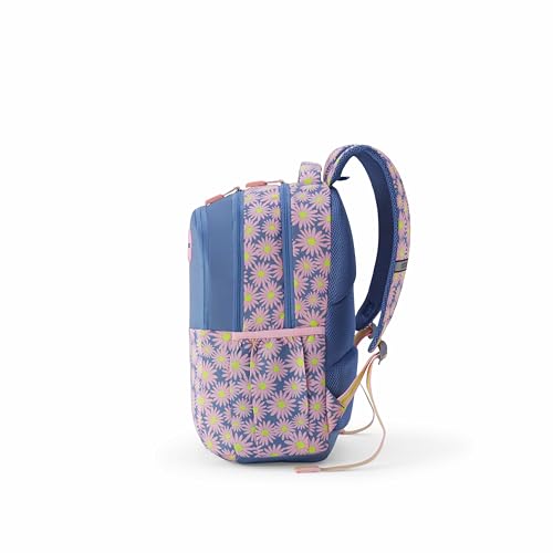 Image of American Tourister Sway | 32 Ltrs | 3 Compartments | Bottle Pocket | Ergonomic Padded Back Panel & Shoulder Straps | School Backpack for Boys & Girls | 1 Year International Warranty | Floral Grey
