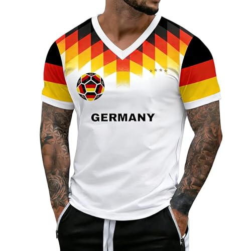 Tee-Shirt Fan Allemagne Foot col Rond Manches Courtes Respirant pour matchs Bundesliga Tenue décontractée